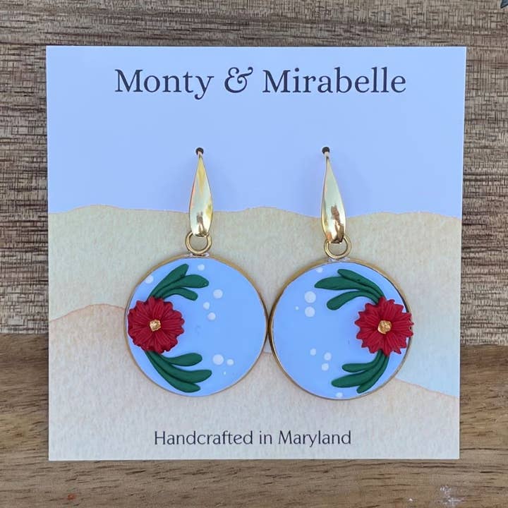 Lucy/Statement Øreringe/Holdiay Statement/Julesmykker/Julestjerne smykker/Blomsterørering/Xmas Øreringe/Julestjerne for engroshandel hos Monty and Mirabelle