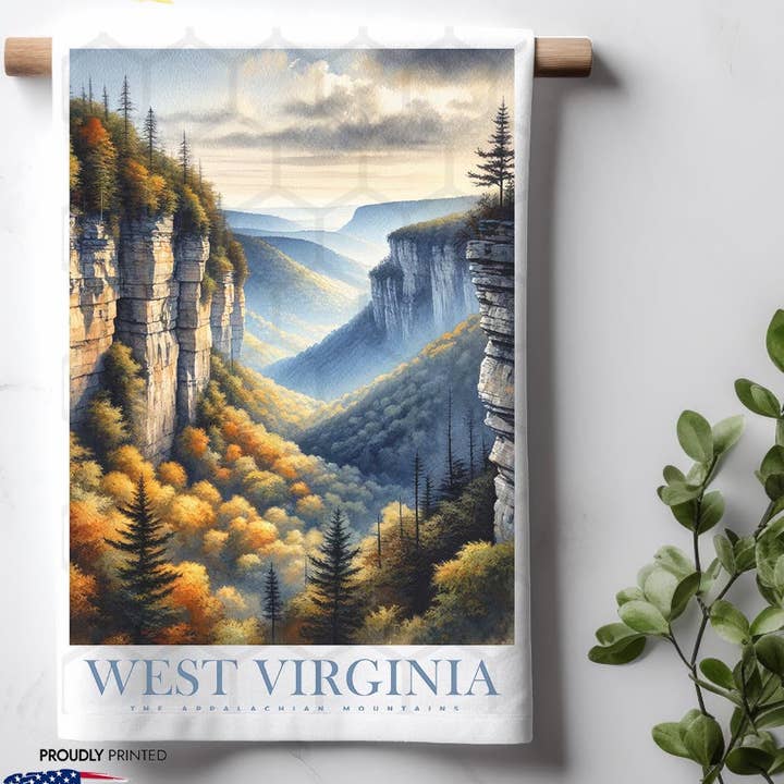 West Virginia Landmark & Landscape Aquarel keukenhanddoek voor wholesale door ADDLE iNK