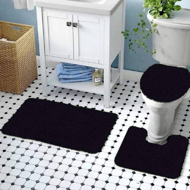 Ben & Jonah - Vente Ensembles de tapis de bain - Ensemble de 3 tapis de bain Simple Elegance by Ben & Jonah : 1 tapis de bain, 1 tapis de contour et 1 housse de siège de toilette10