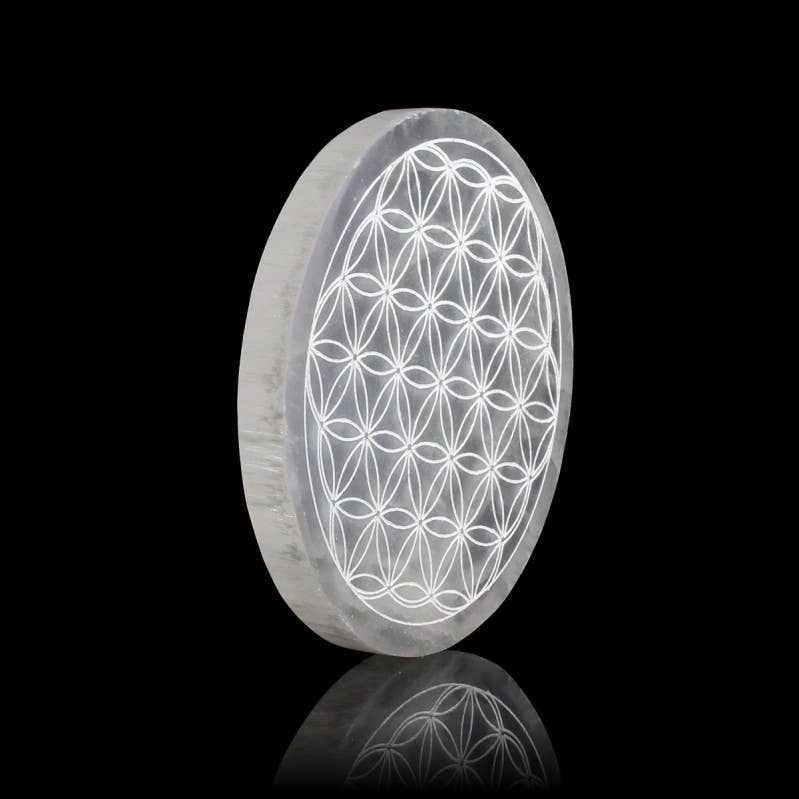 UniArt - Wholesale Ornament - Engraved selenite disc, 14 cm0