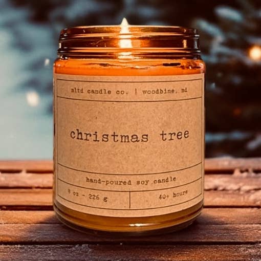 Christmas Tree Soy Candle: Fraser Fir, Sweet Pine Scent for wholesale by MLTD Candle Co.