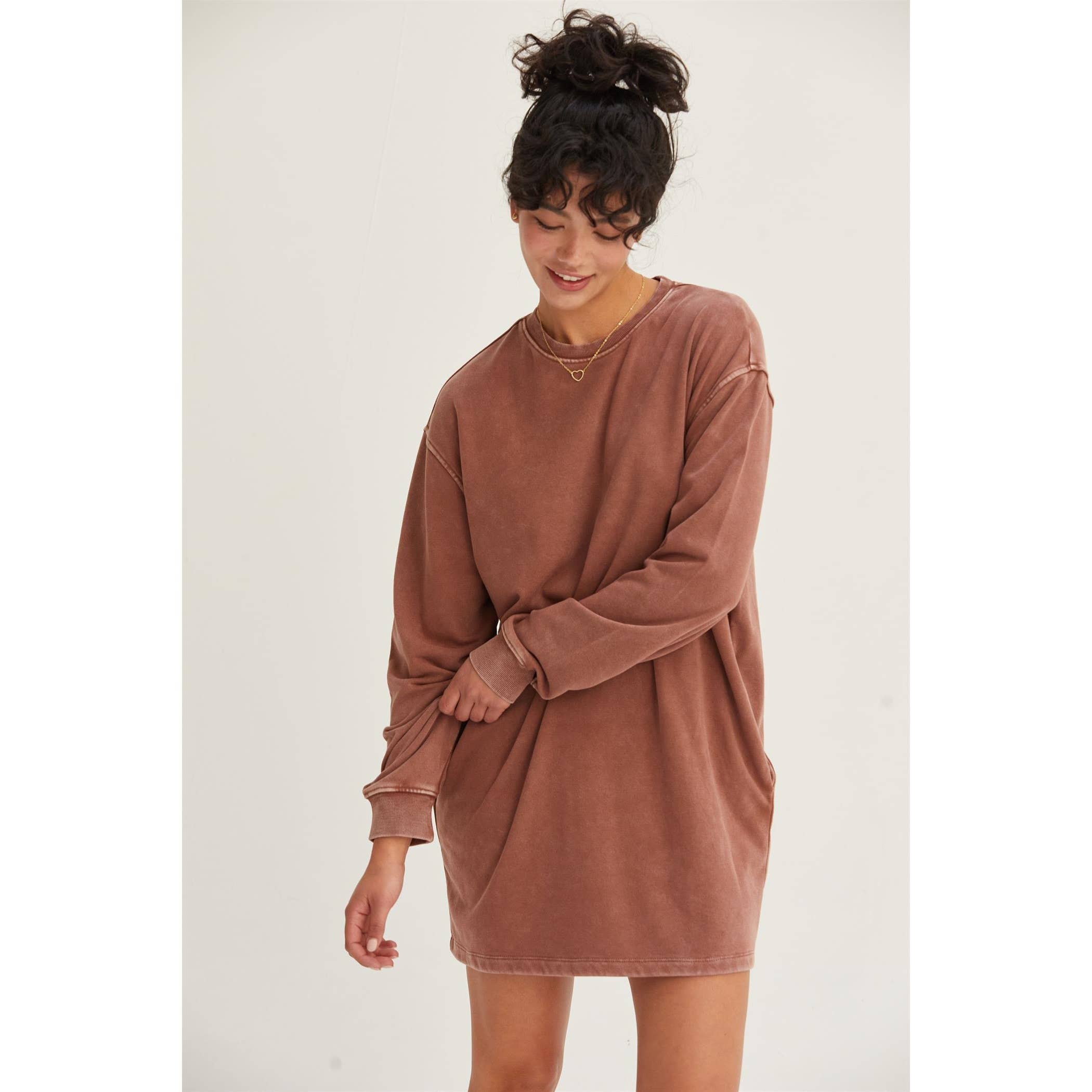 Double Zero - Wholesale Dress - Women's - Long Sleeve Oversized Mini Dress39