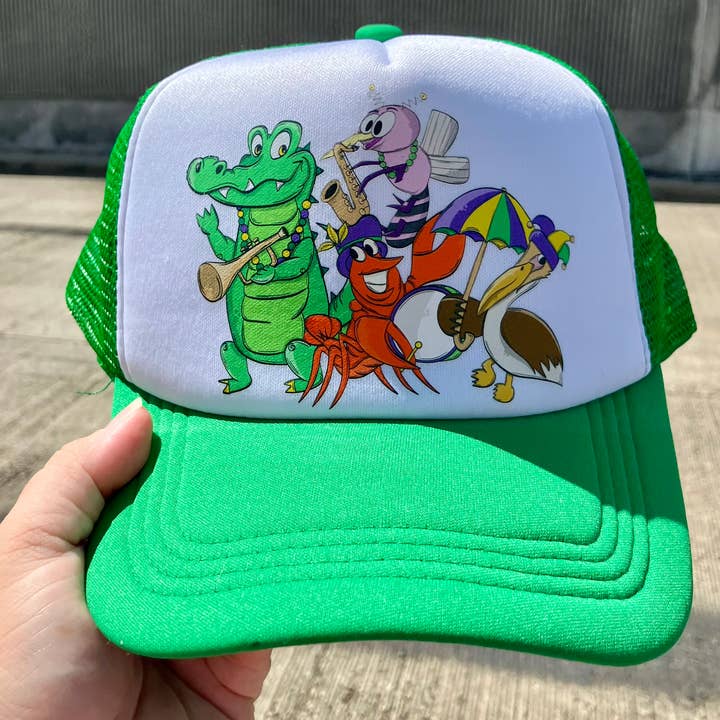 Mardi Gras second line trucker hat for wholesale by on the Bayou