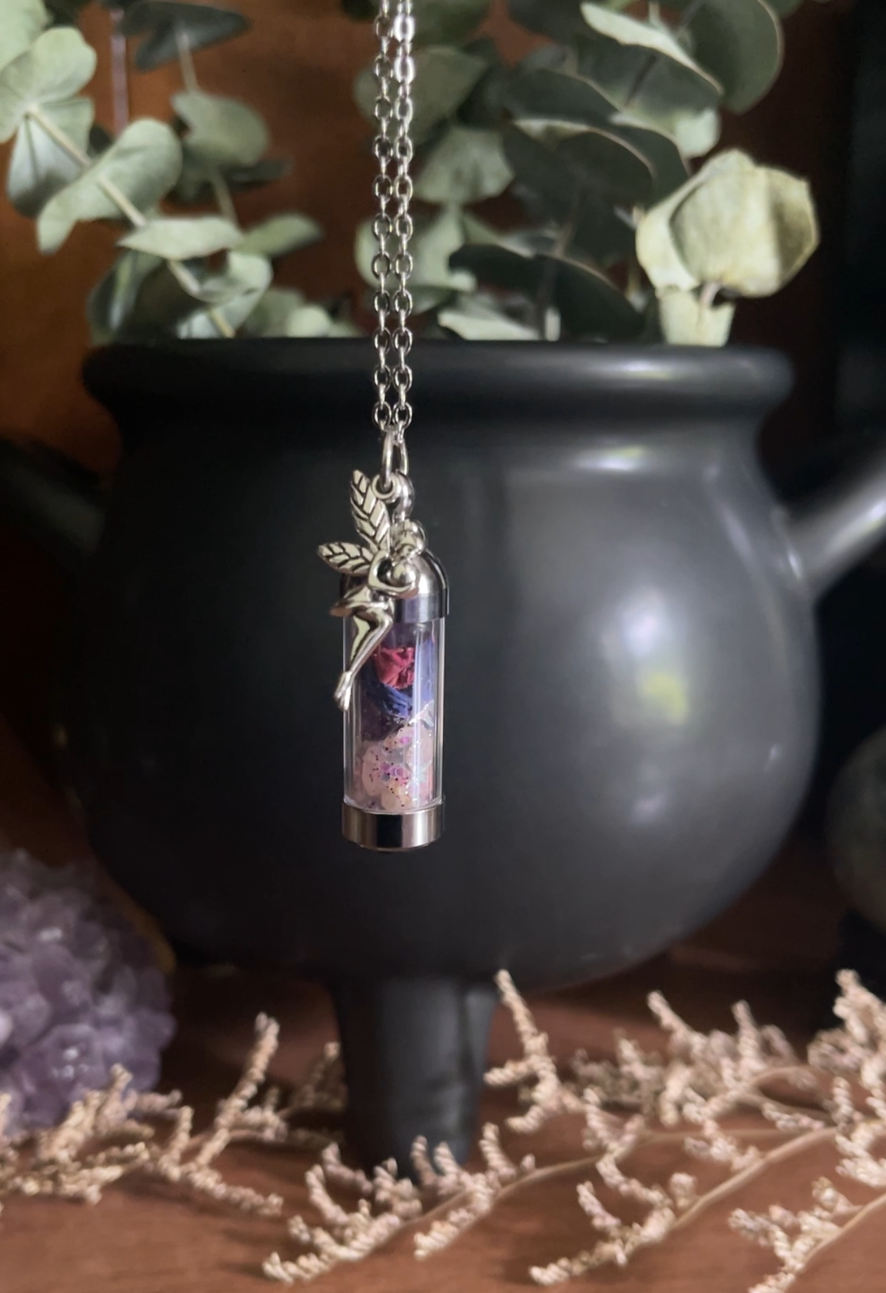 Moondust and Raven - Wholesale Pendant/Charm Necklace - Fairy Dust Spell Jar Amulet Necklace, Witchy Crystal Jewelry3
