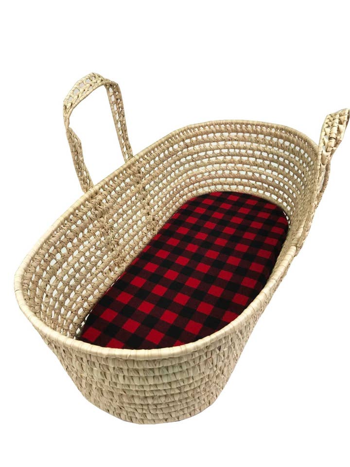 Drap-housse sur mesure en coton Ă carreaux Buffalo rouge et noir pour la vente par Wendy Anne