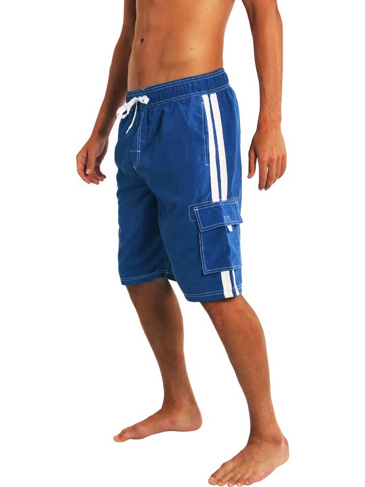 Eastern Off Price - Wholesale Swim Shorts - Men's - Norty Men Big Sizes 2X-5X Cargo Swim Suit Trunks 39966 Royal1