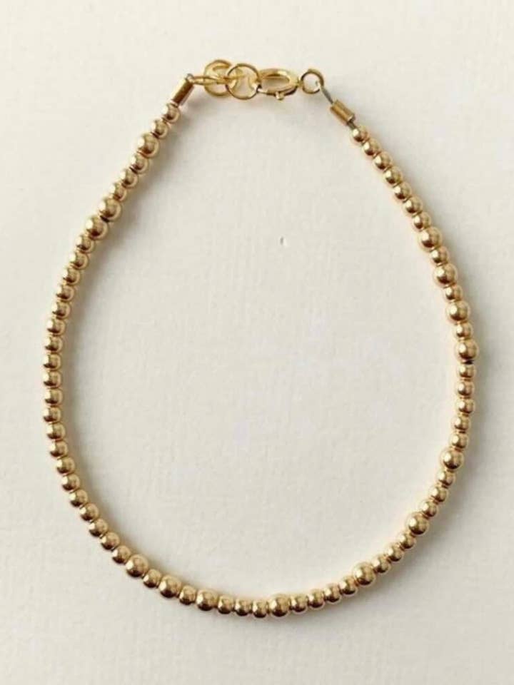 14k solid gold filled 2mm beaded bracelet for wholesale by LITTLELUNDSCO