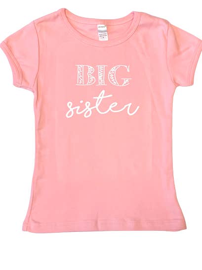 Camiseta Big Sister con cuello redondo para venta al por mayor de Little Hoot Designs