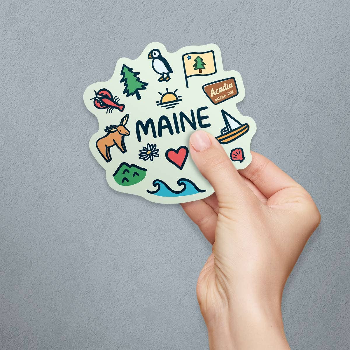 RetroPlanet - Wholesale Sticker - Maine Doodle Playful Icons Die Cut Vinyl Sticker