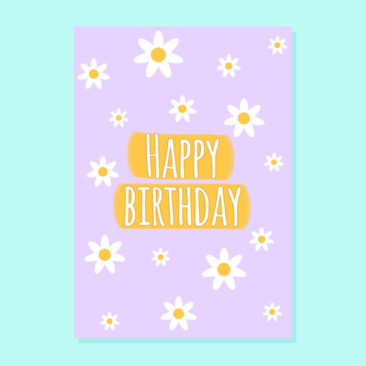 Biglietto di compleanno con margherite per la vendita all'ingrosso da parte di Peach and Mimi