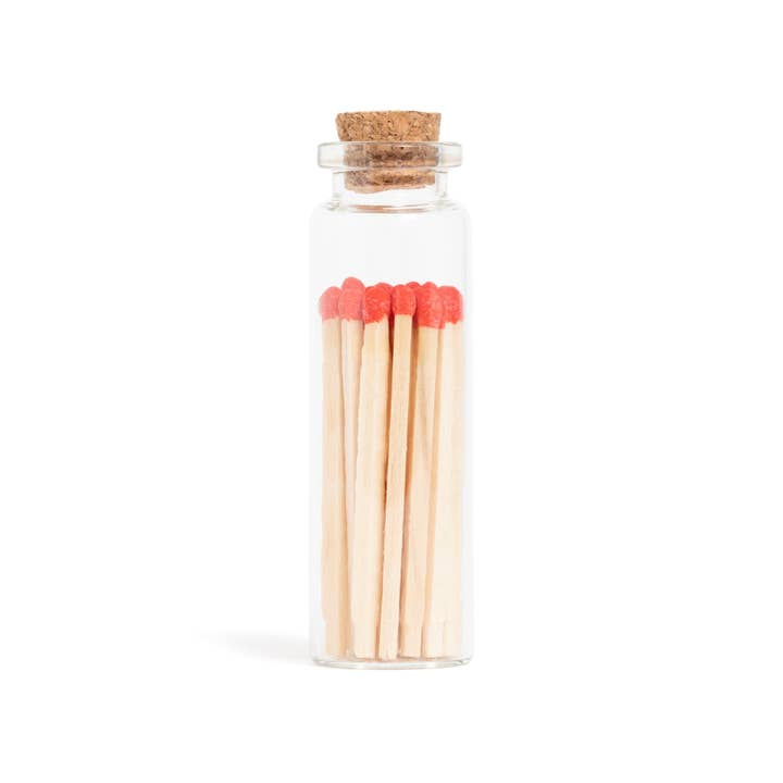 Cherry Red Matches in Small Corked Vial for wholesale by Enlighten the Occasion