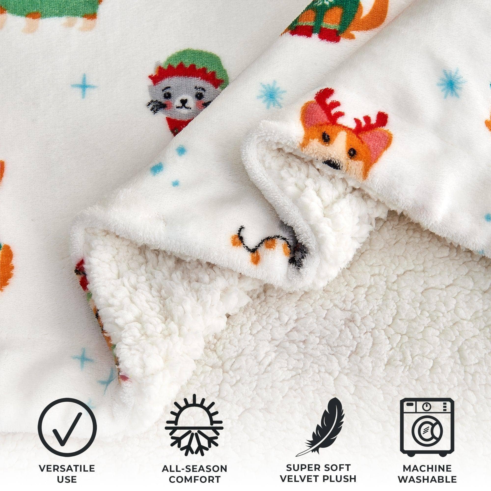 BH Collective - Wholesale Throw Blanket - Throw Blanket - Holiday Printed Sherpa - Esmay Collection24