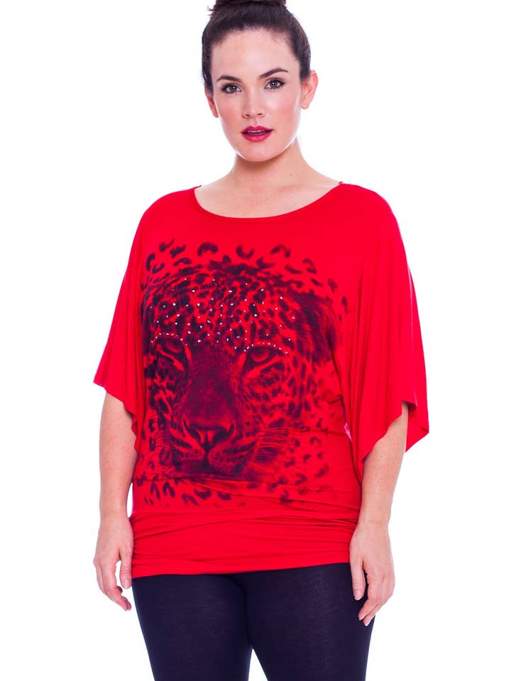 1003 Leopard Sequin Batwing Top for wholesale by NOUVELLE