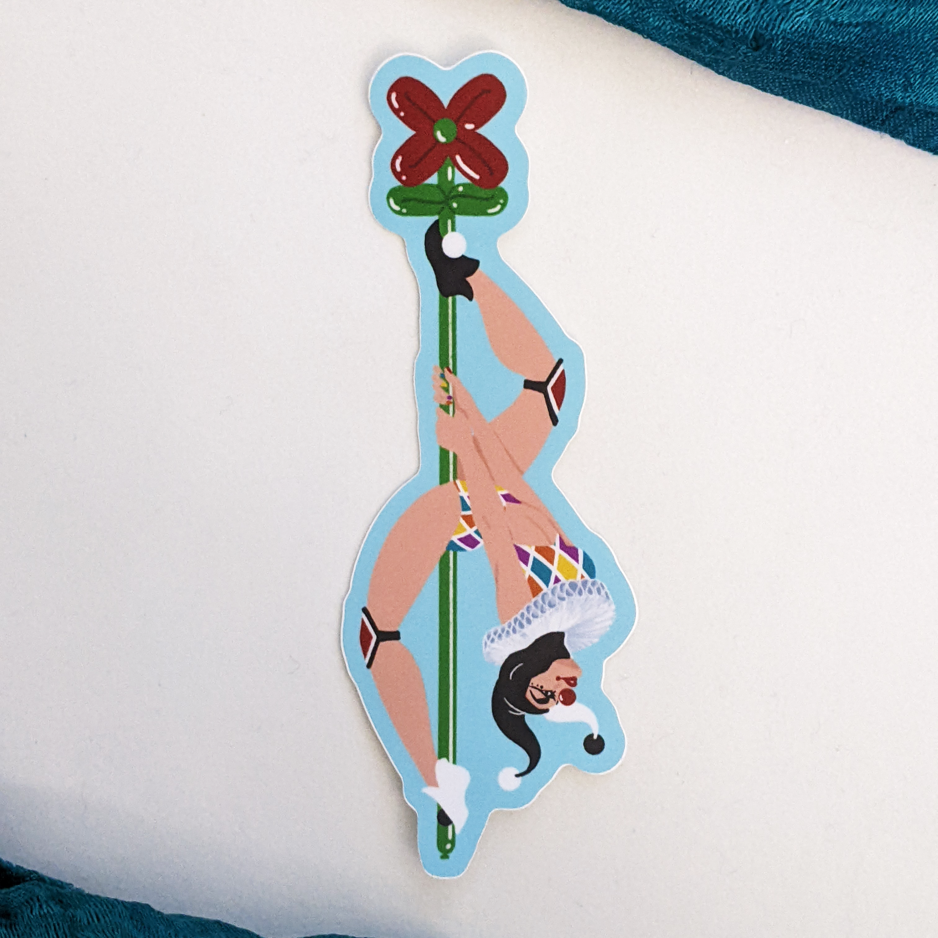 Amy in the Aether Art - Wholesale Sticker - Harlequin - Commedia dell'Arte Pole Dancer Clown Sticker1