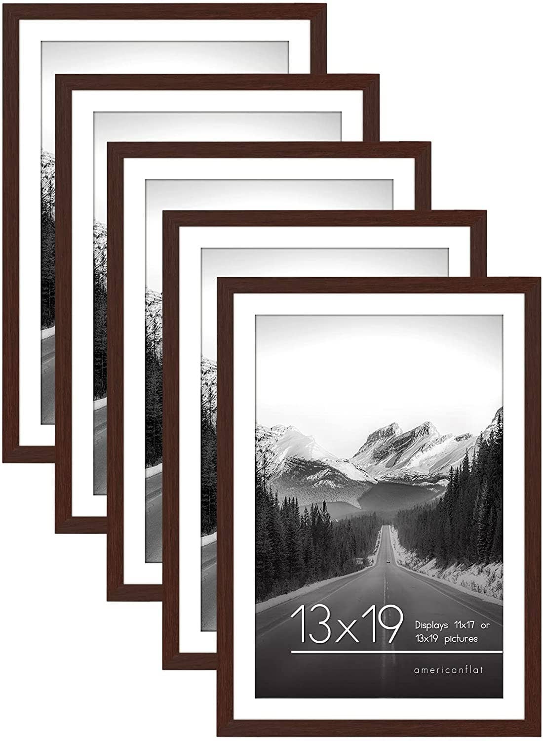 Americanflat - Wholesale Picture Frame - Americanflat Picture Frame with Mat Slim Molding (5 Pack)143