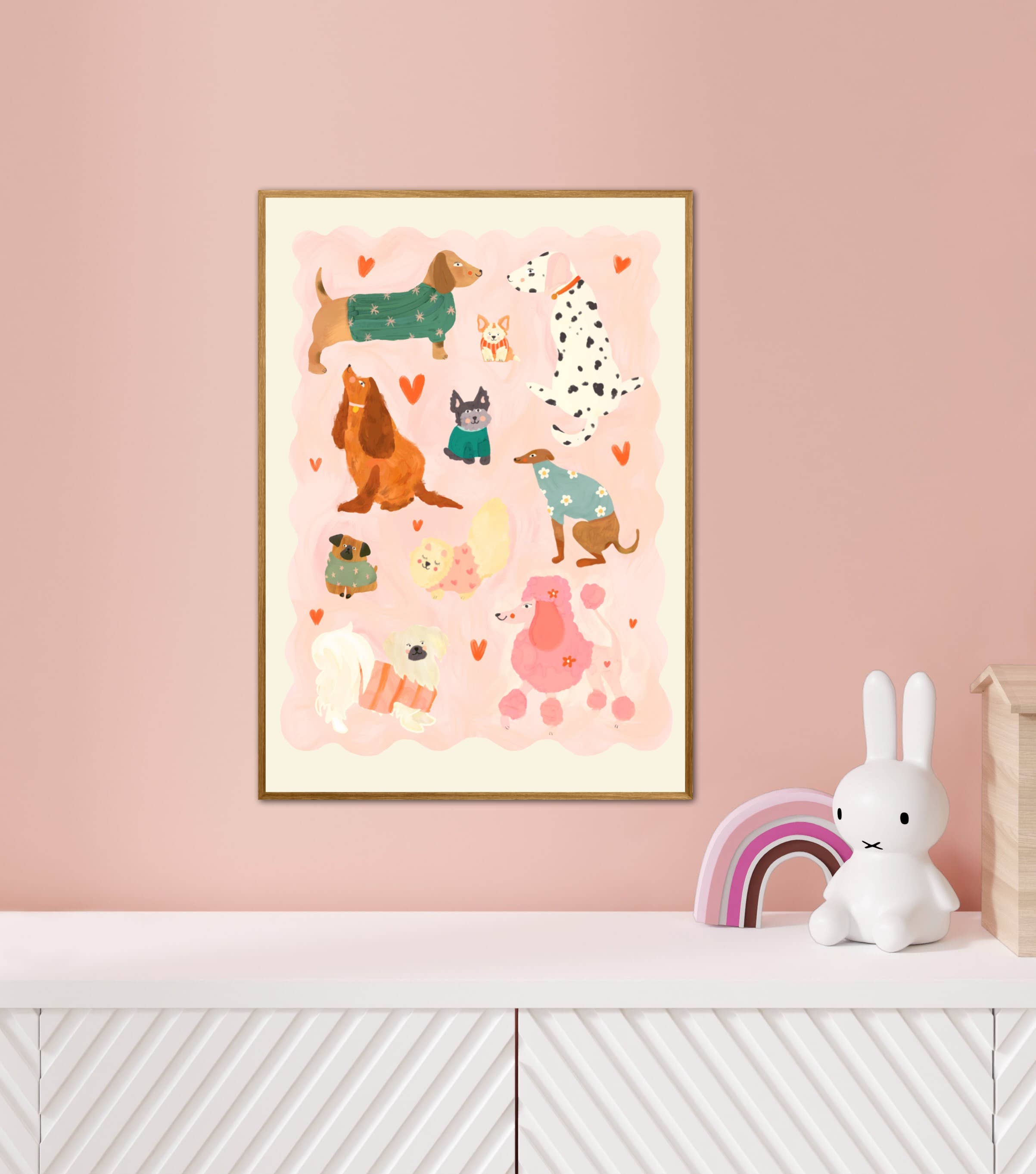 Kate Fox Design – wholesale Art print – Kids & baby – Puppy Love Print, Illustration, Kids Print, Colourful,1