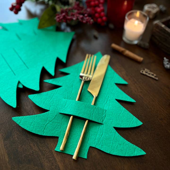 Uniq Favors - Venta al por mayor Carritos de cubiertos - Soporte para cubiertos de fieltro con forma de árbol de Navidad, soporte para cubiertos3