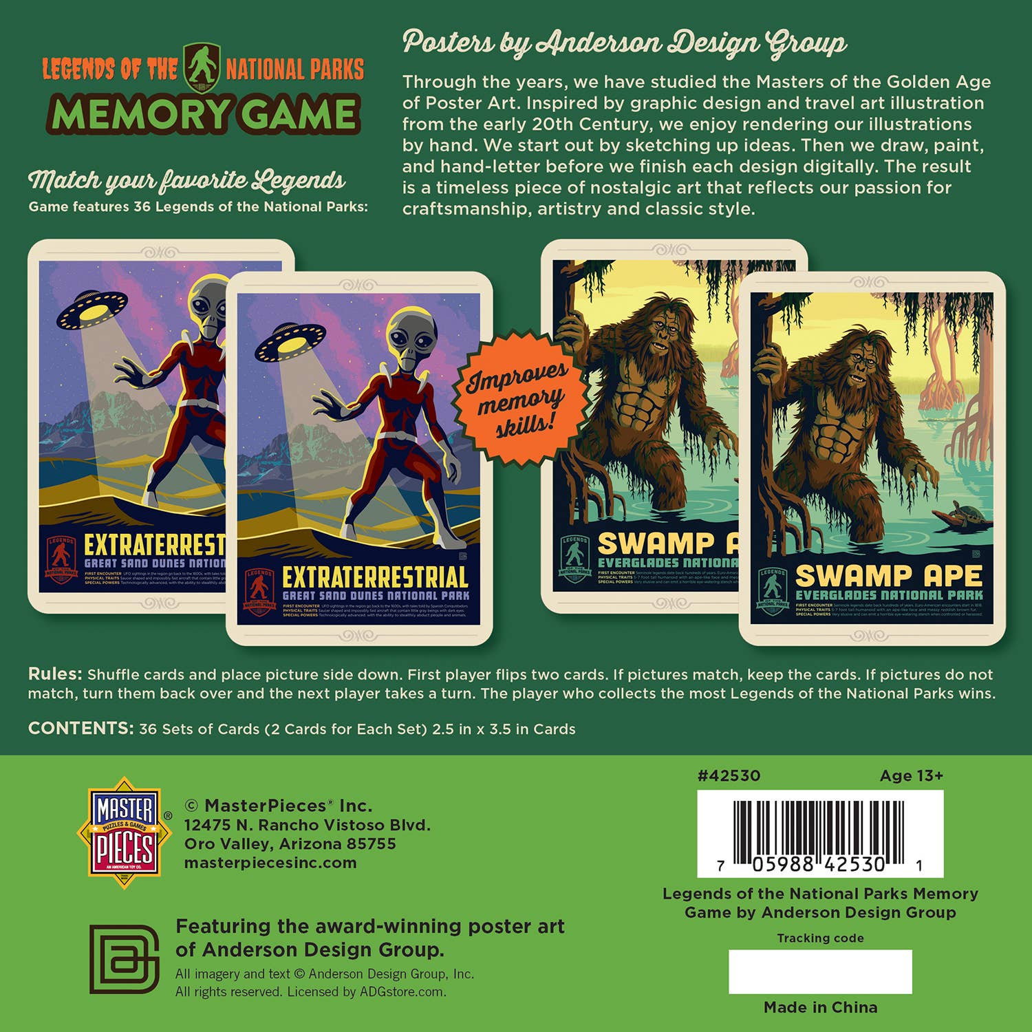 Masterpieces Puzzles - Wholesale Card Game - Legends of the National Parks Memory Game2