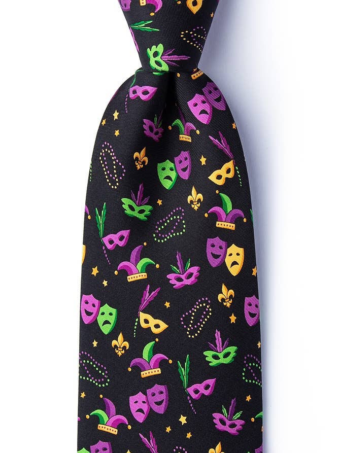 Mardi Gras Masquerade Krawatte - Schwarze Seide für den Großhandel von Alynn