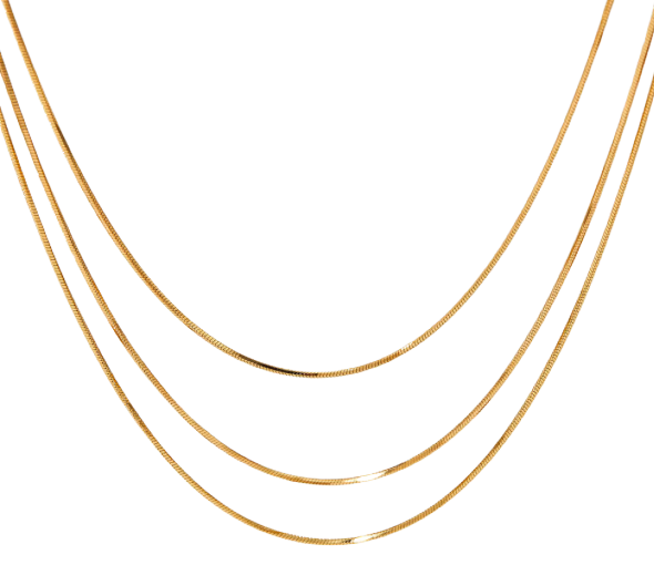 HoopLa - Wholesale Link & Chain Necklace - Trippy- 3 Wheat Necklace Stack- Waterproof- 18K Gold PVD2