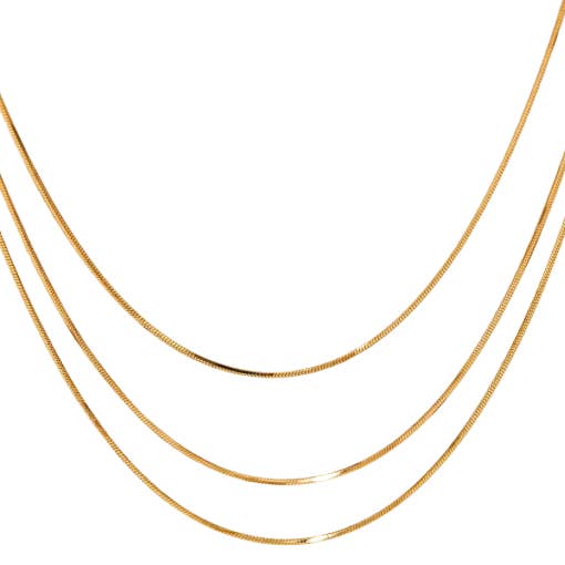 HoopLa - Wholesale Schakelketting - Trippy- 3 Tarwe Ketting Stapel- Waterdicht- 18K Goud PVD2