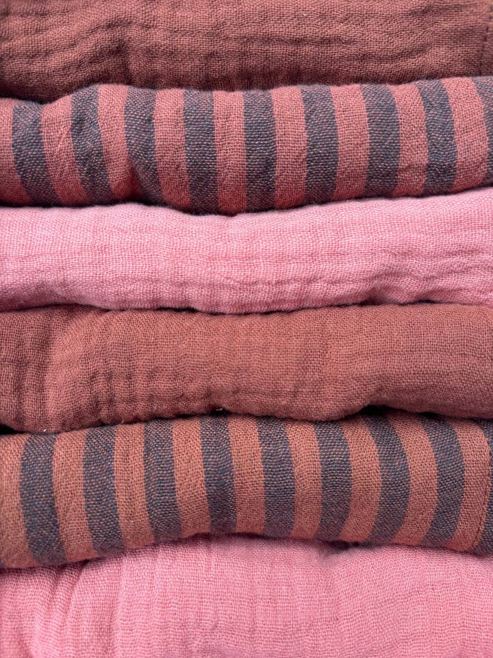 Set of 6 Cocktail Napkins - Toffee Pink - Cotton Gauze - 23x23cm for wholesale by CHARMY