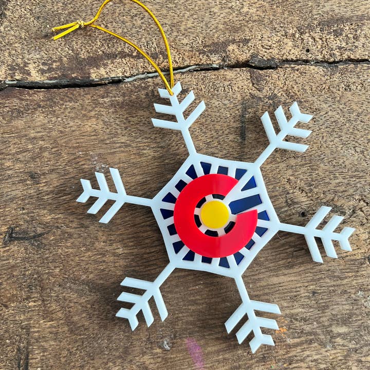 Colorado Flag Snowflake Ornament for wholesale by She’s Crafty Handmade
