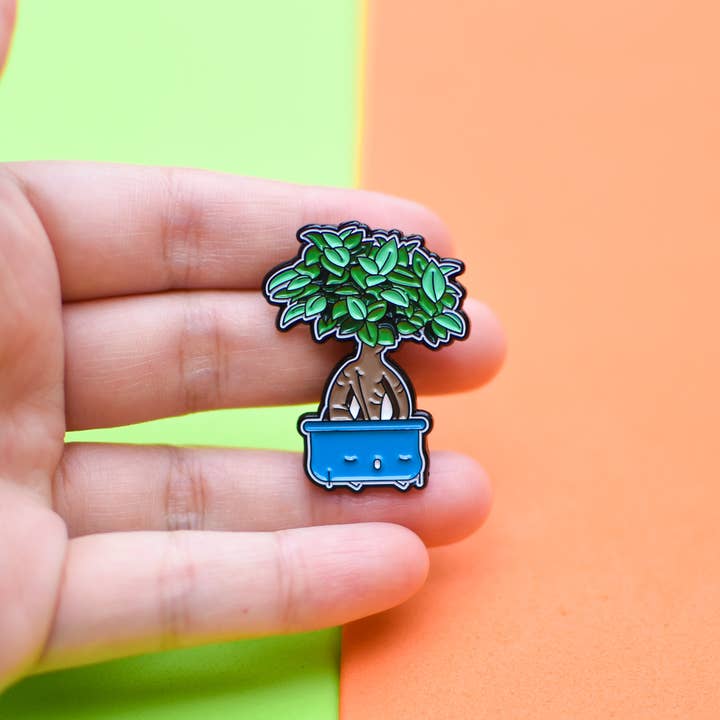 Ficus Ginseng Plant Enamel Pin for wholesale by Home by Faith
