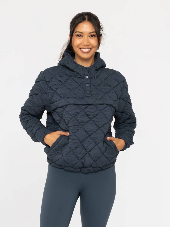 Mono B - Wholesale Hoodie - Women's - Quilted Fleece Pullover Hoodie