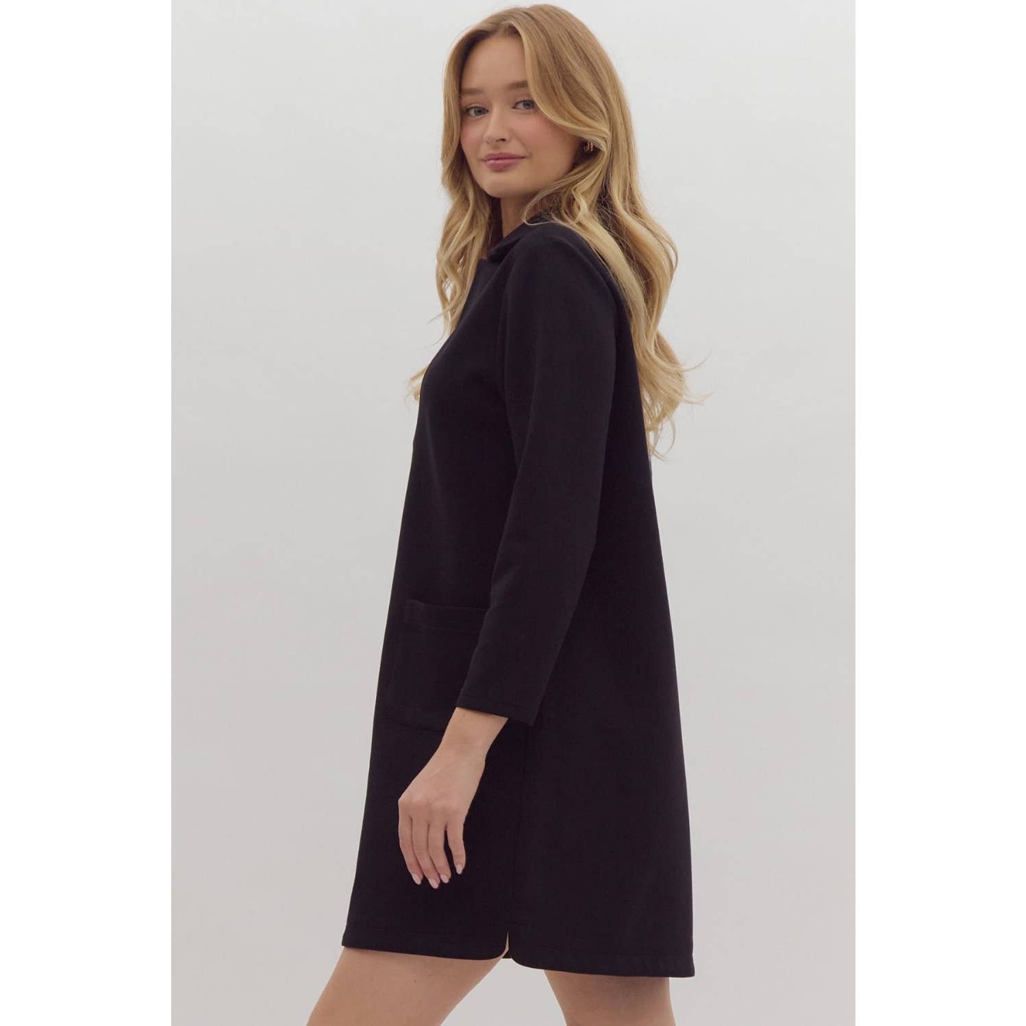 STYLE USA – Engroshandel Kjole - Dame – Massiv minikjole med v-hals krave2