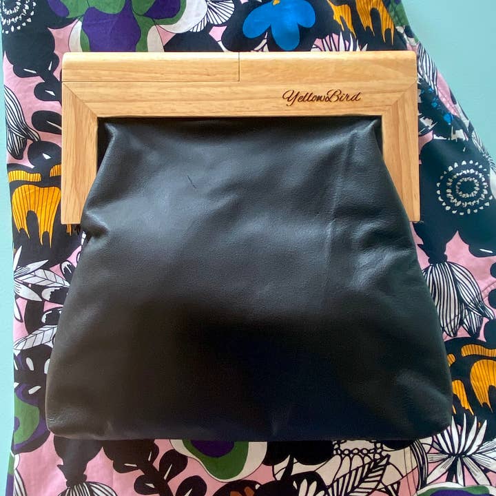 YellowBird Leather Clutch Classic Black for wholesale by YellowBird