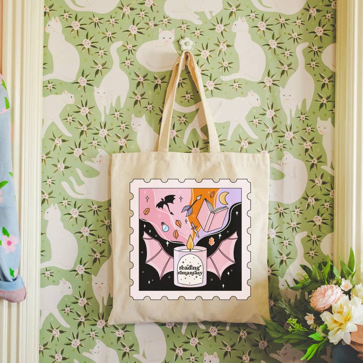 Literari Goods, Co | Book Themed Candles + Gifts - Wholesale Tote Bag - Women's - Bookish fall tote bag - bookstore gift - Reading Romantacy3