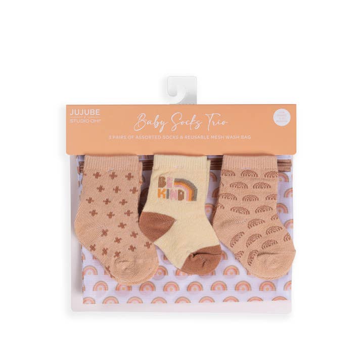 JuJuBe - Wholesale Socks - Baby - Baby Socks Trio Be Kind Rainbows