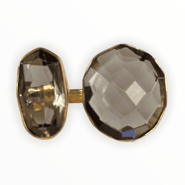 Anel Ajustável Jeannie de Quartzo Fumê Jóias por atacado de ADMK Jewelry