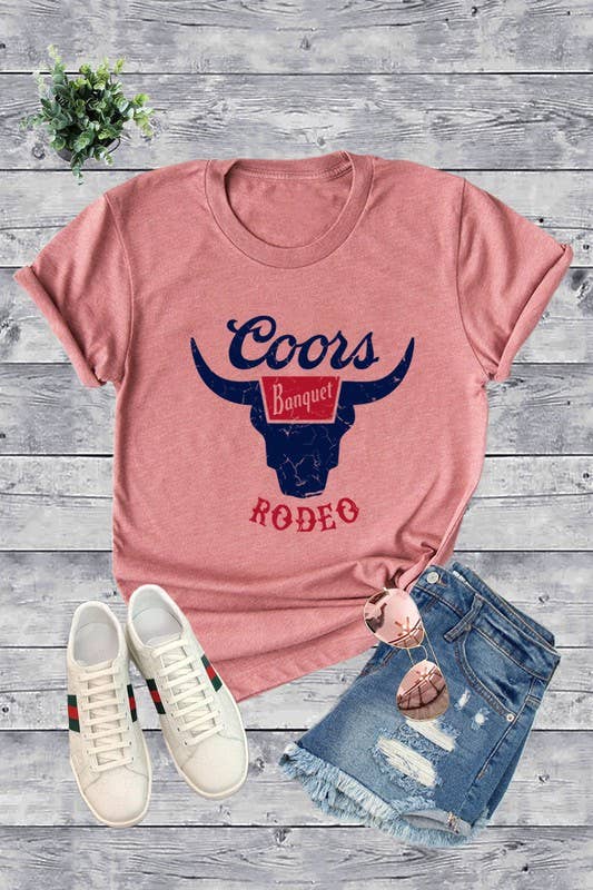 Top Avenue - Vente T-shirt sérigraphié – femme - T-shirt unisexe à col rond COORS RODEO, Beer, Summer14