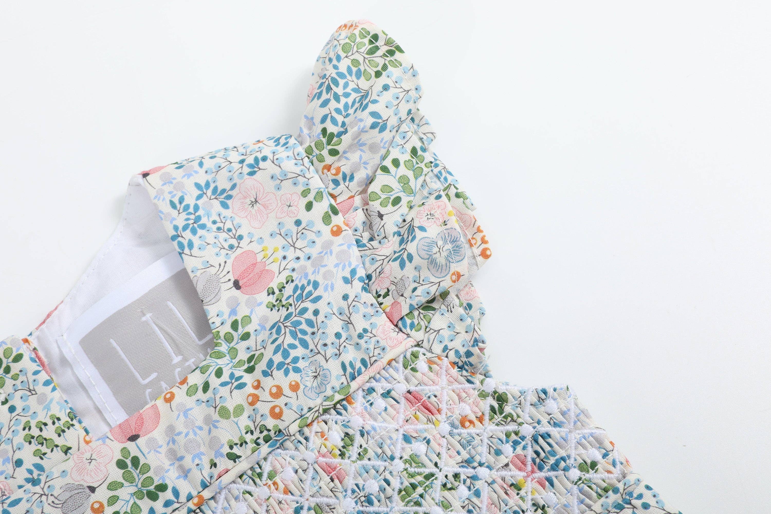 Lil Cactus - Wholesale Bodysuit (Non-Footed) - Baby - Pink Floral Print Smocked Futter Romper5