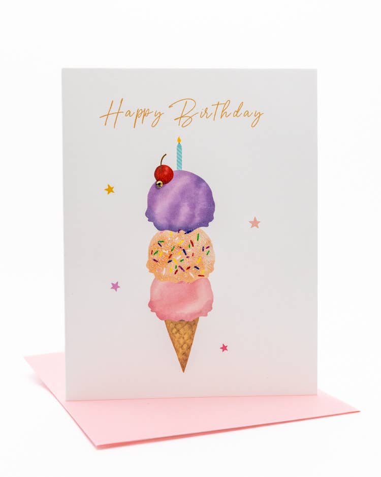 Lavender Vines - Wholesale Birthday Card - 'Cherry on Top' Ice Cream Birthday Greeting Card3