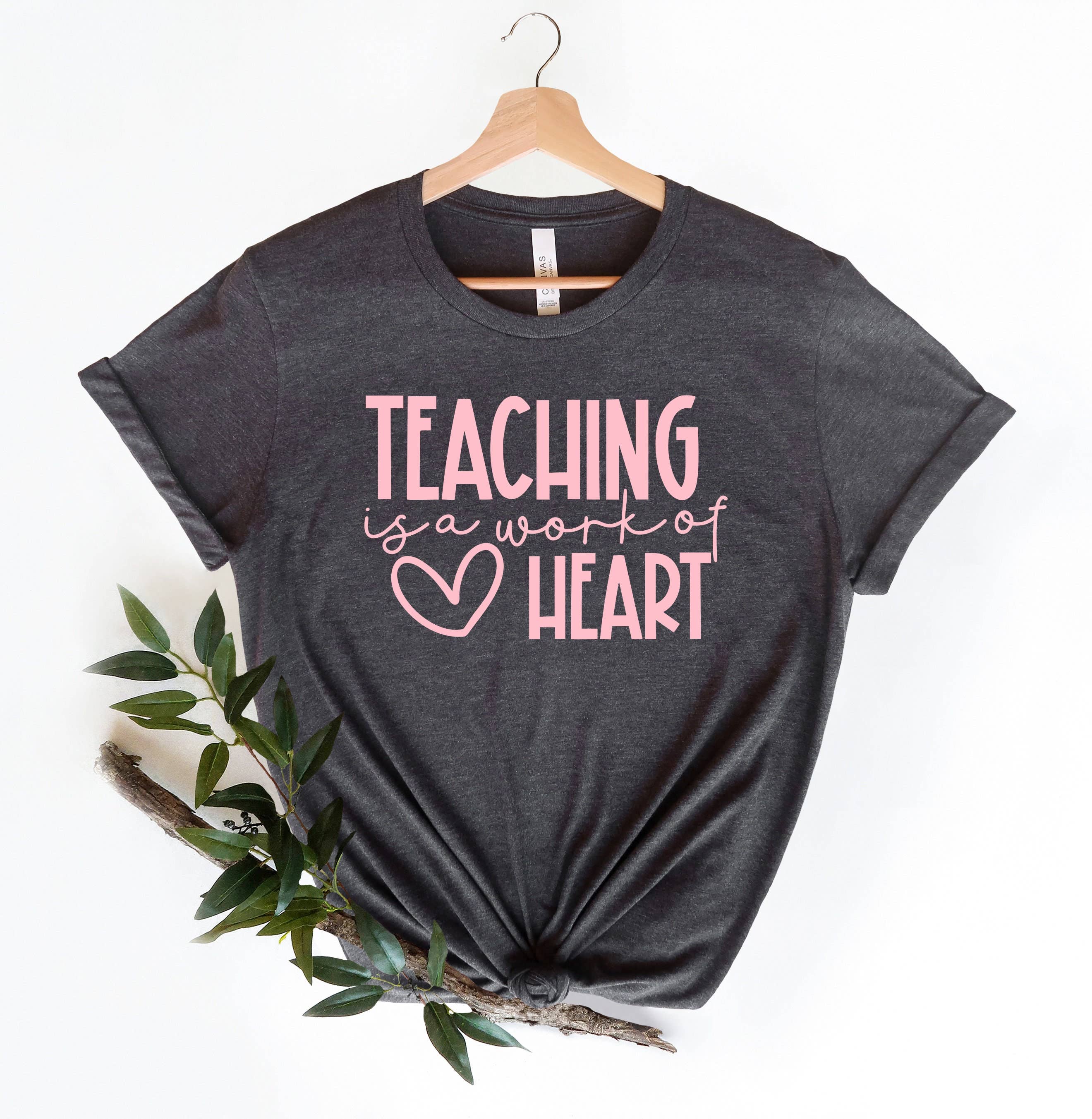 PrimestoreUS - Wholesale Screen Printed T-Shirt - Women's - Teaching is a Work of Heart,Teach Love Inspire Shirt, Teacher Gift, Teacher Shirt, Elementary School Teacher Shirt, Preschool Teacher,1