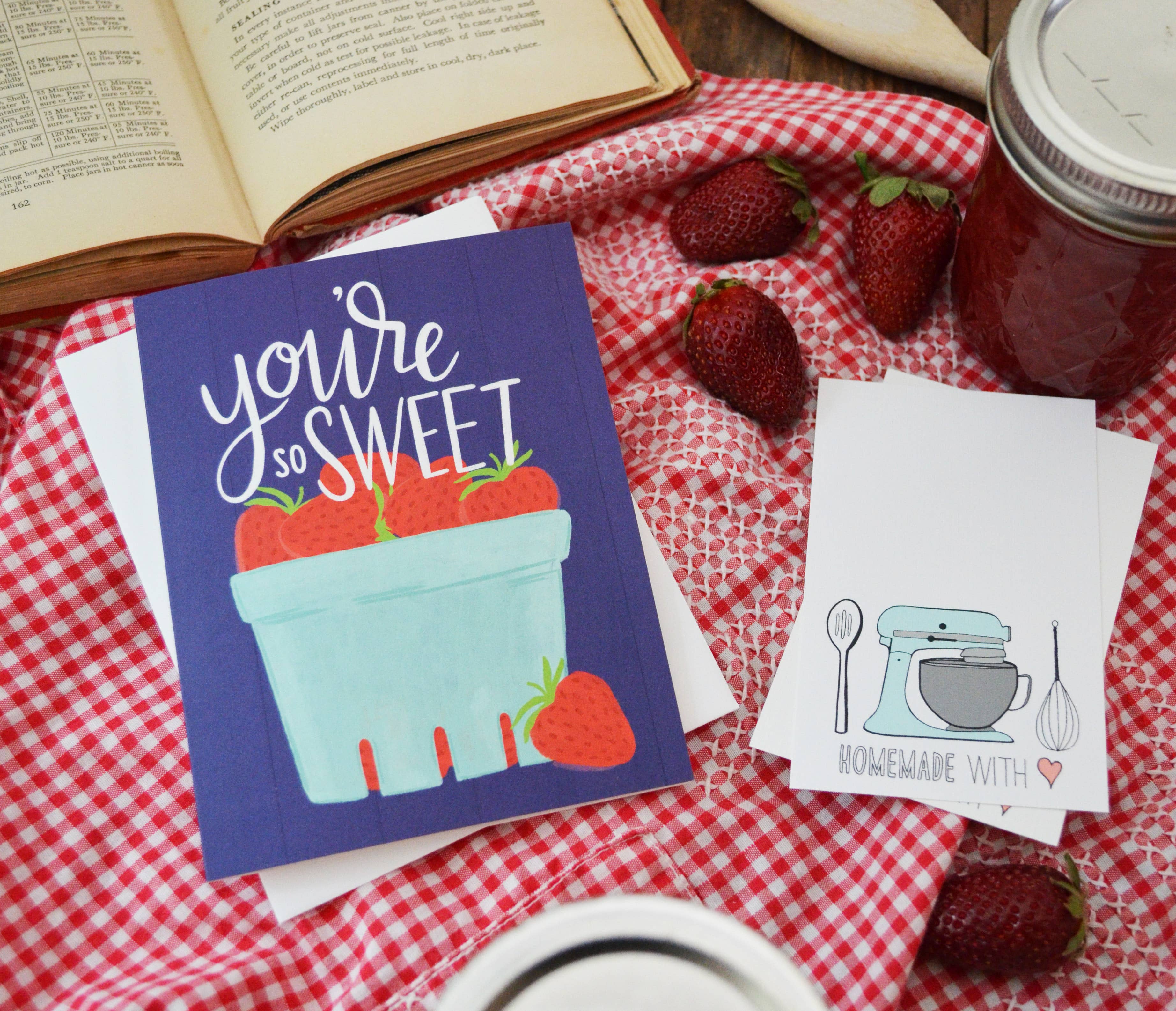 Pen & Paint – Engroshandel Kærlighedskort – Du er så søde jordbær, bær kurv1