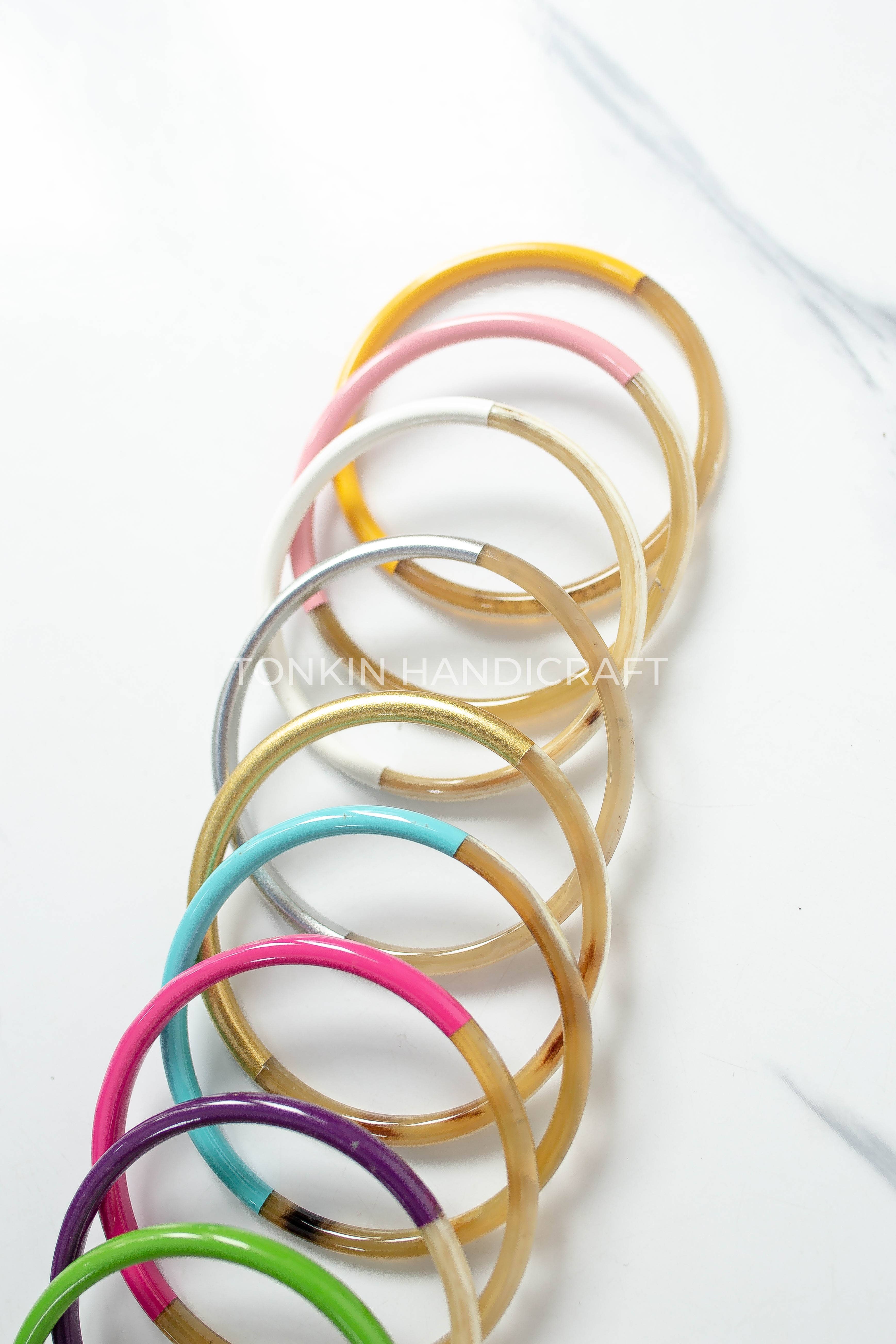 Tonkin Handicraft - Vente Bracelet jonc - Bracelet jonc coloré en corne de buffle10