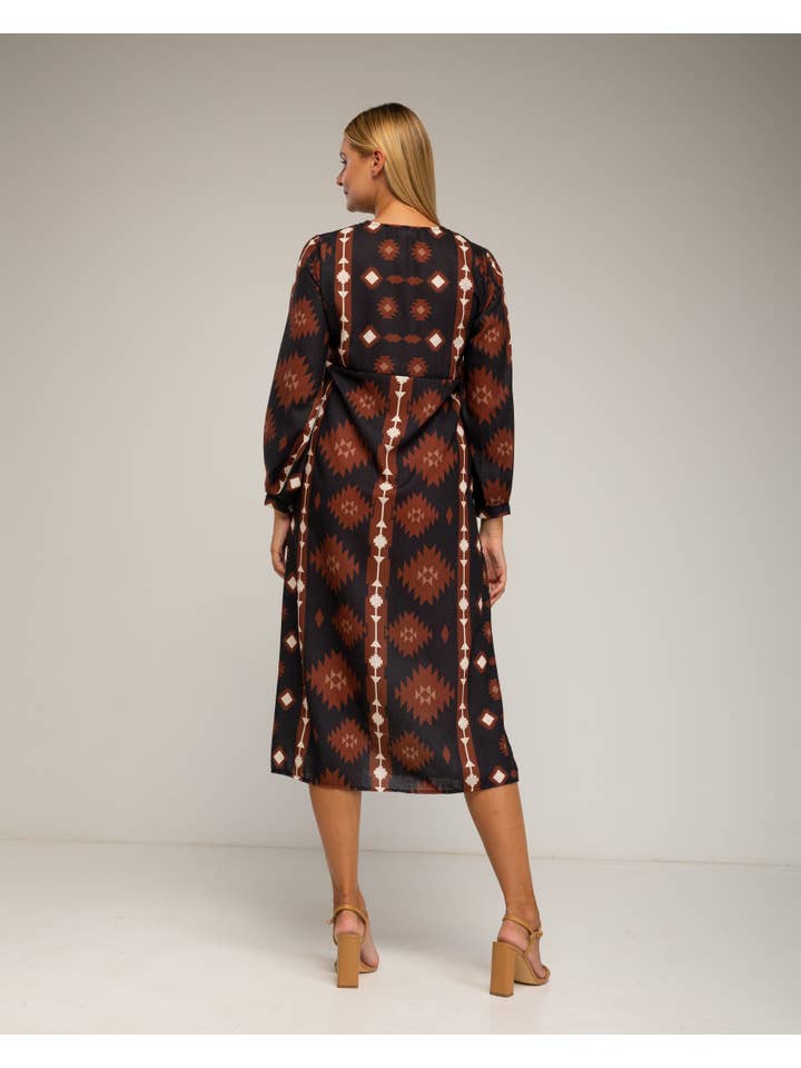 Tantra - Wholesale Dress - Women's - DRESS8144_Midi dress with ethnic print tunic style.2