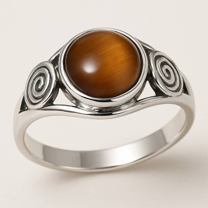 South African Tiger Eye Ring AA 925 Silver for wholesale by La Boîte à Cailloux
