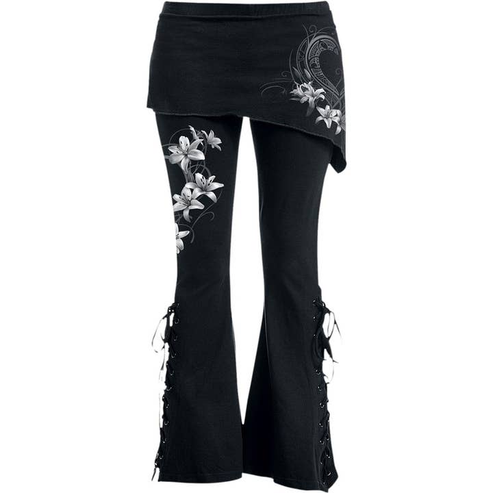 Spiral - Wholesale Fashion Leggings - Women's - PURE OF HEART - 2in1 Boot-Cut Leggings with Micro Slant Skirt