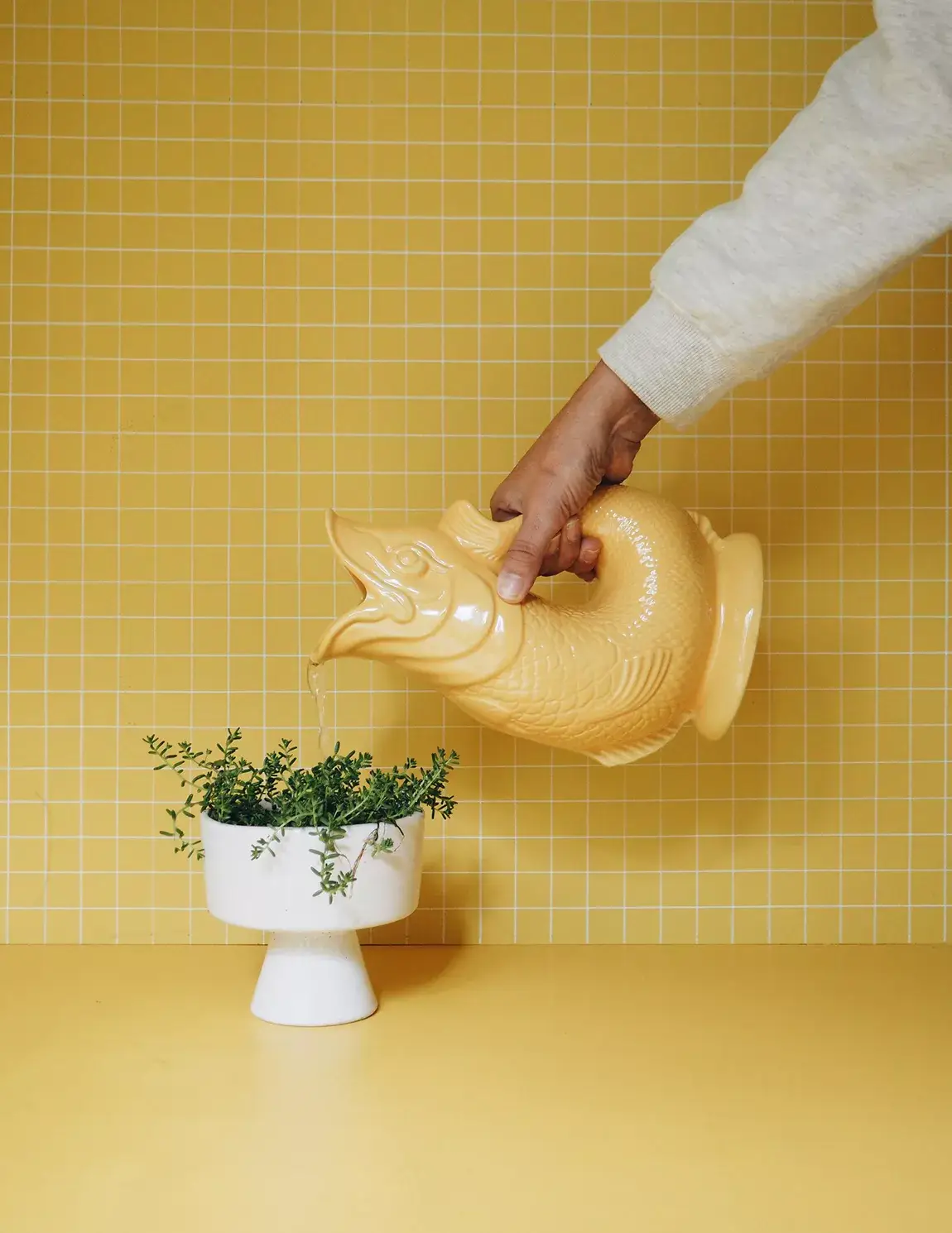 À Carreaux - Wholesale Wallpaper - YELLOW Wallpaper with small white squares4