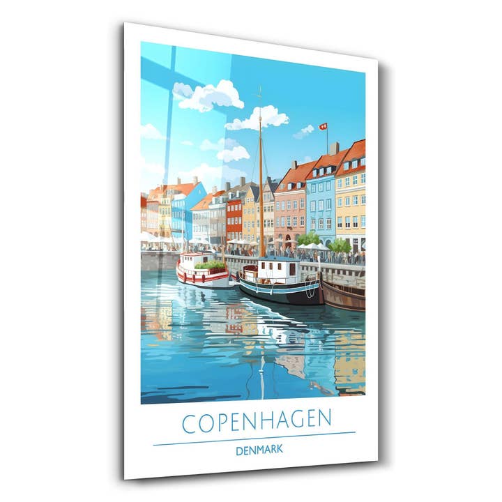 Copenhagen Denmark-Travel Posters | Glass Wall Art for wholesale by Artdesigna KG