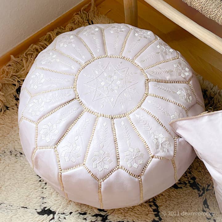 Marokkaanse grote ronde poef/ottoman 52 x 35 cm Lilla voor wholesale door dear Morocco