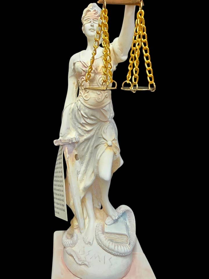 Handcrafted Alabaster Statue of Lady Justice (Themis) for wholesale by 2 Greeks Inc