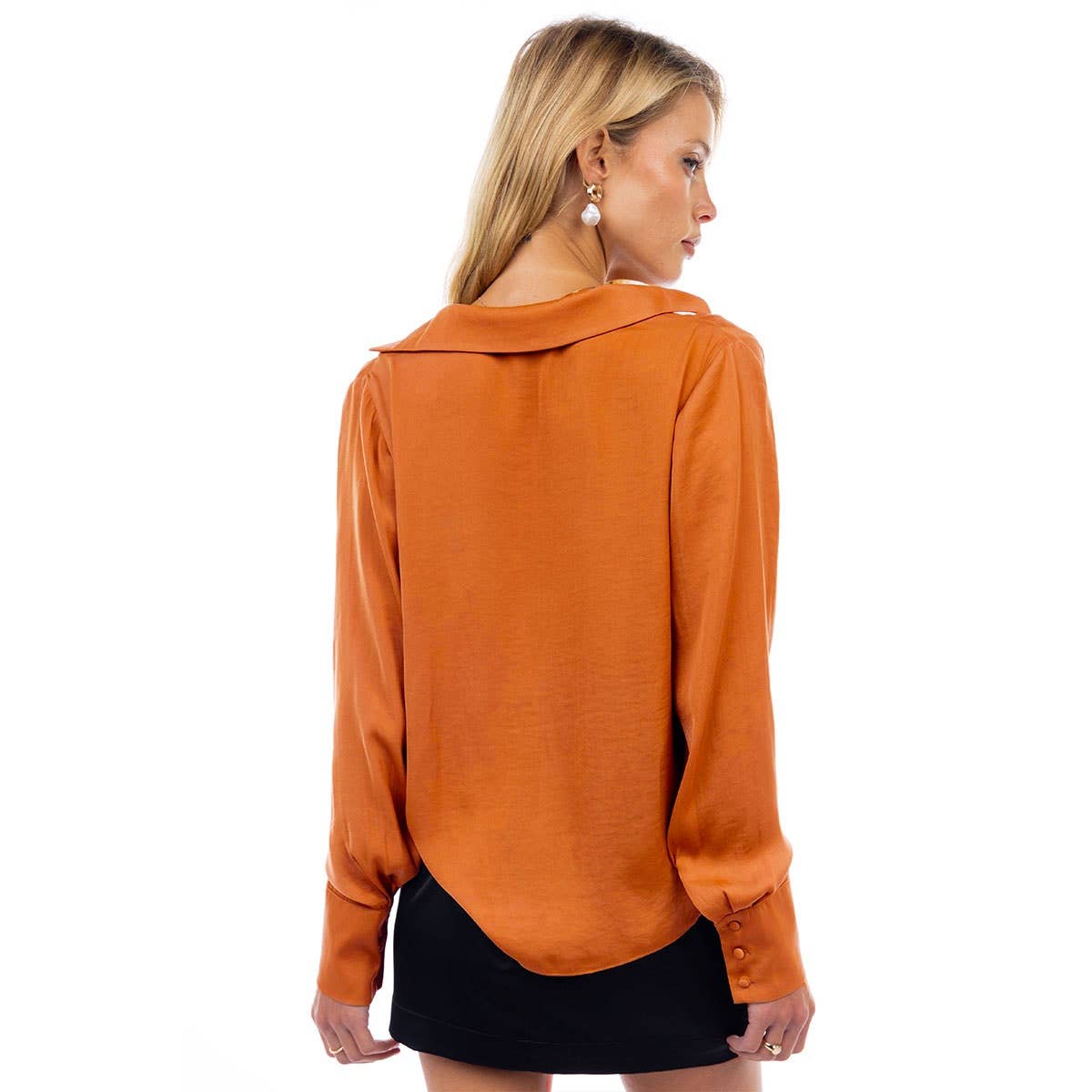 Naked Zebra - Wholesale Blouse - Women's - Draped Cowl Neck Blouse With Buttoned Cuffs12