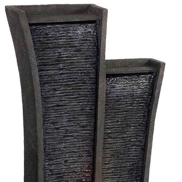 HomeRoots - Wholesale Decorative Tabletop Object - 41" Grey Polyresin Tower Indoor Outdoor Tabletop Fountain2