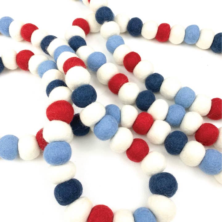 Americana Felt Ball Garland for wholesale by Twelve Timbers